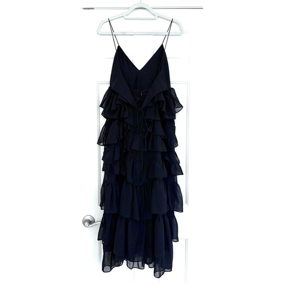 Zara Formal Ruffle Midi Dress in Black - Size M - Picture 3 of 7